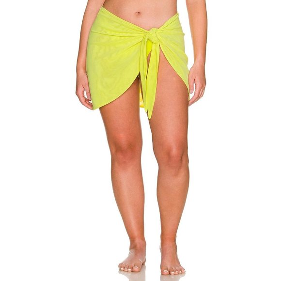 Good American Swim Leg Daze Sarong Mesh Tie Waist Electric Yellow 5/8 2XL-5XL - Picture 2 of 6